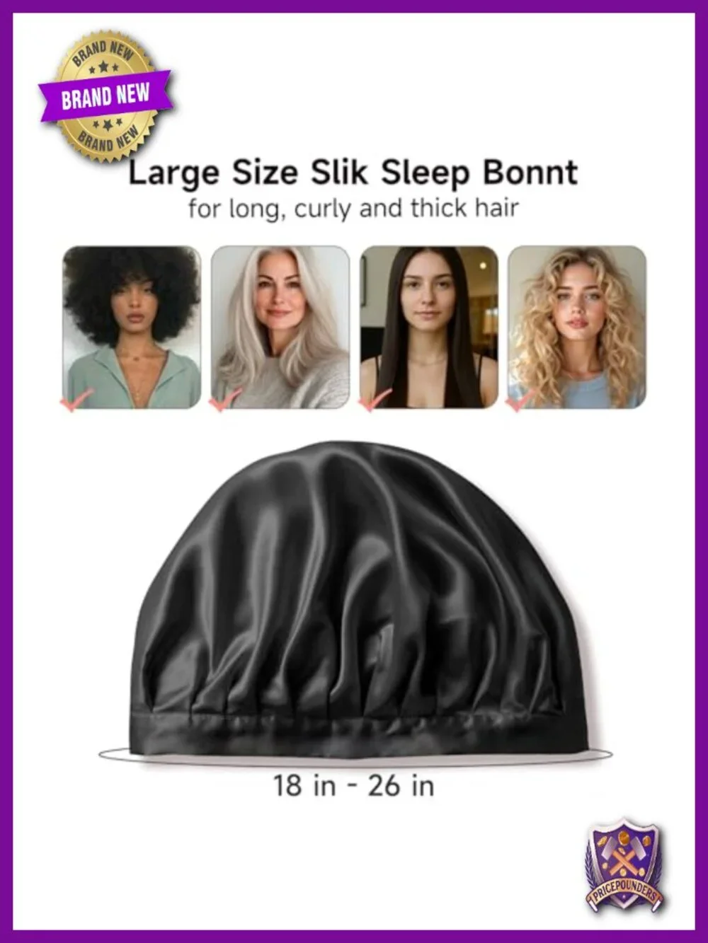 100% Mulberry Silk Hair Bonnet for Sleeping, 22 Momme Double Layer, Non-Slip